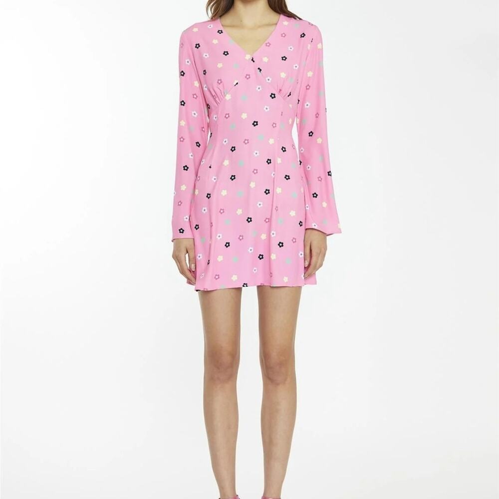 Glamorous Pink Floral Mini Dress Size 6 NWT